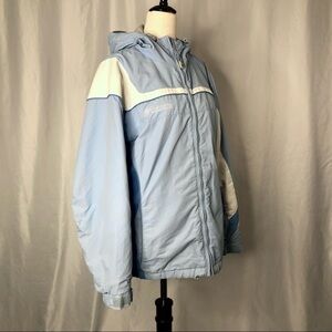 Columbia lightweight jacket fleece lined hood sky blue S